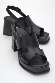 Zennia Black Leather Platform Sandal (Women)