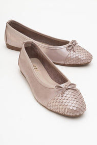 02 - Taupe Genuine Leather Ballet Flat (Women)