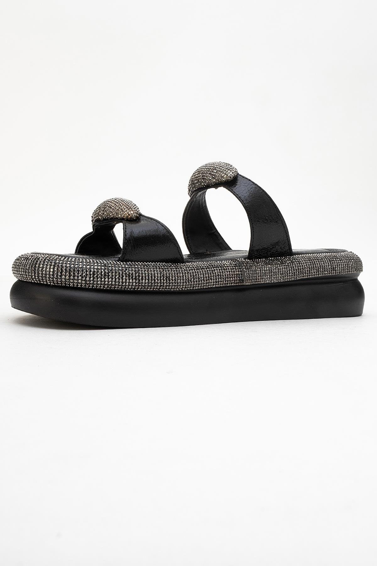 Finery Black Embellished Platform Slide (Women)