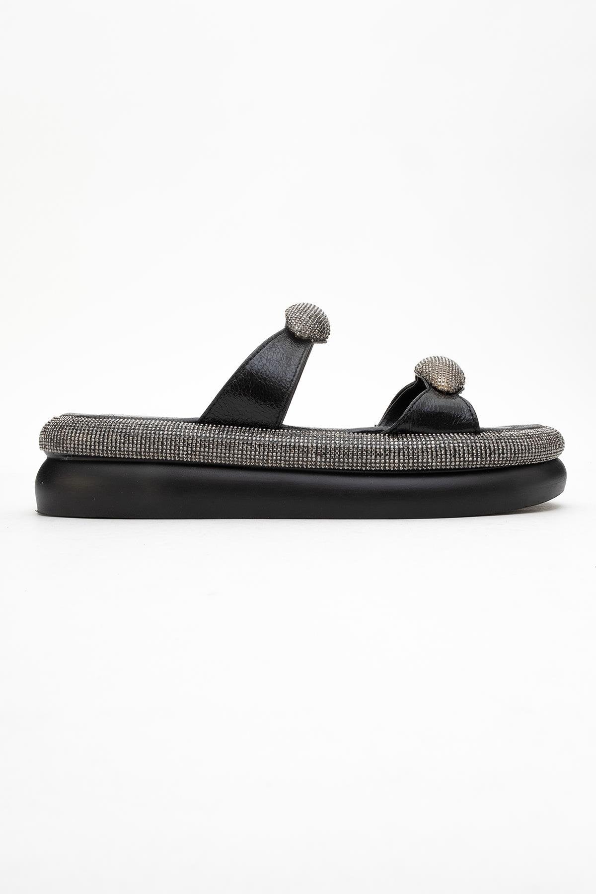 Finery Black Embellished Platform Slide (Women)