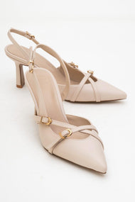 Biana - Beige Pointed Toe Stiletto Pump (Women)