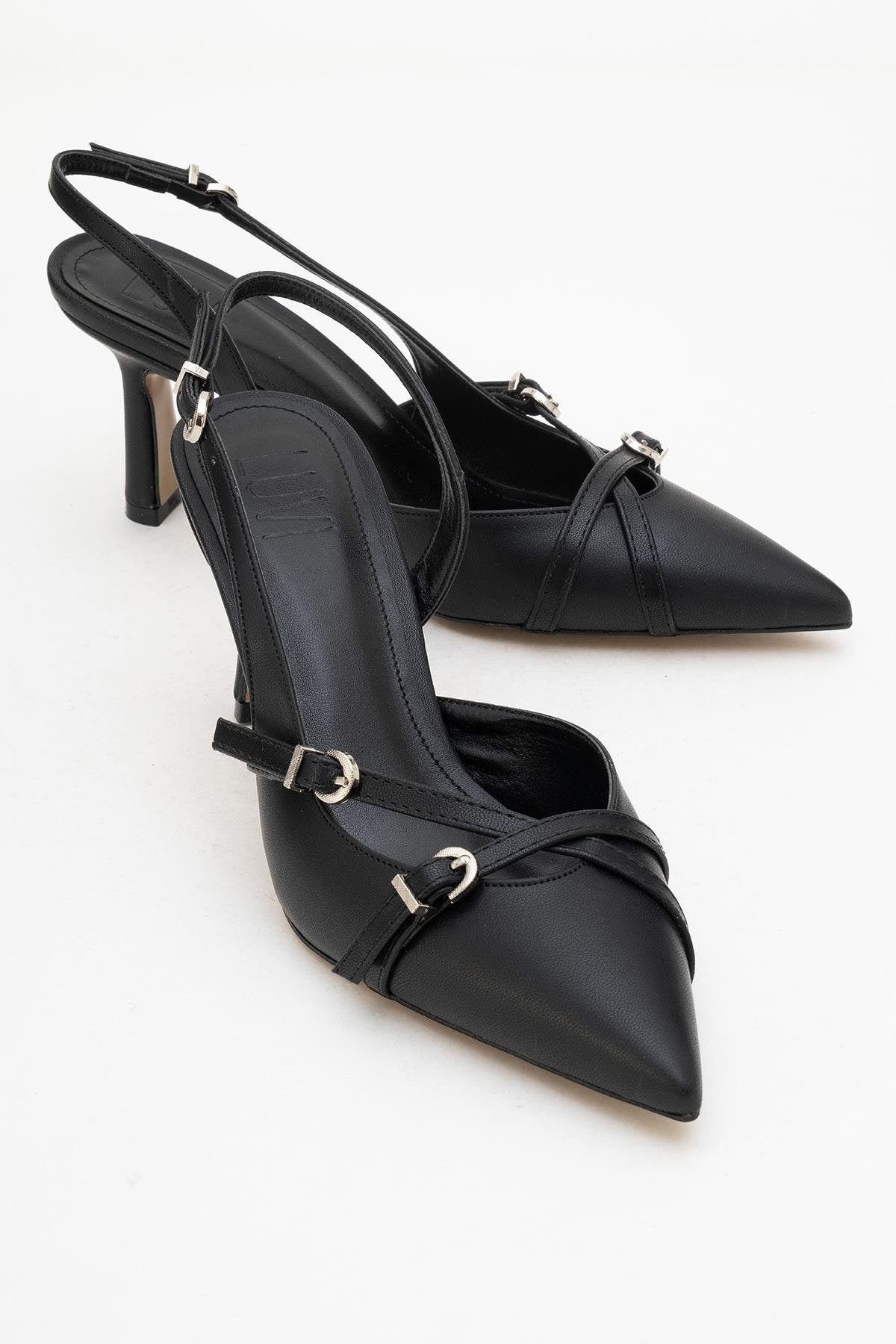 Biana - Black Buckle Pointed Toe Pump (Women)