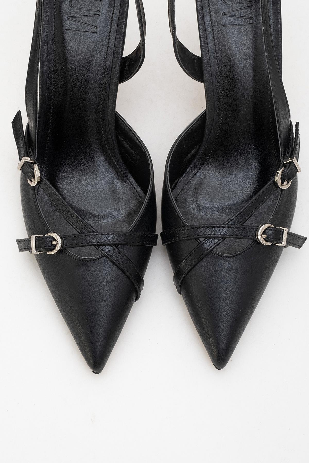 Biana - Black Buckle Pointed Toe Pump (Women)
