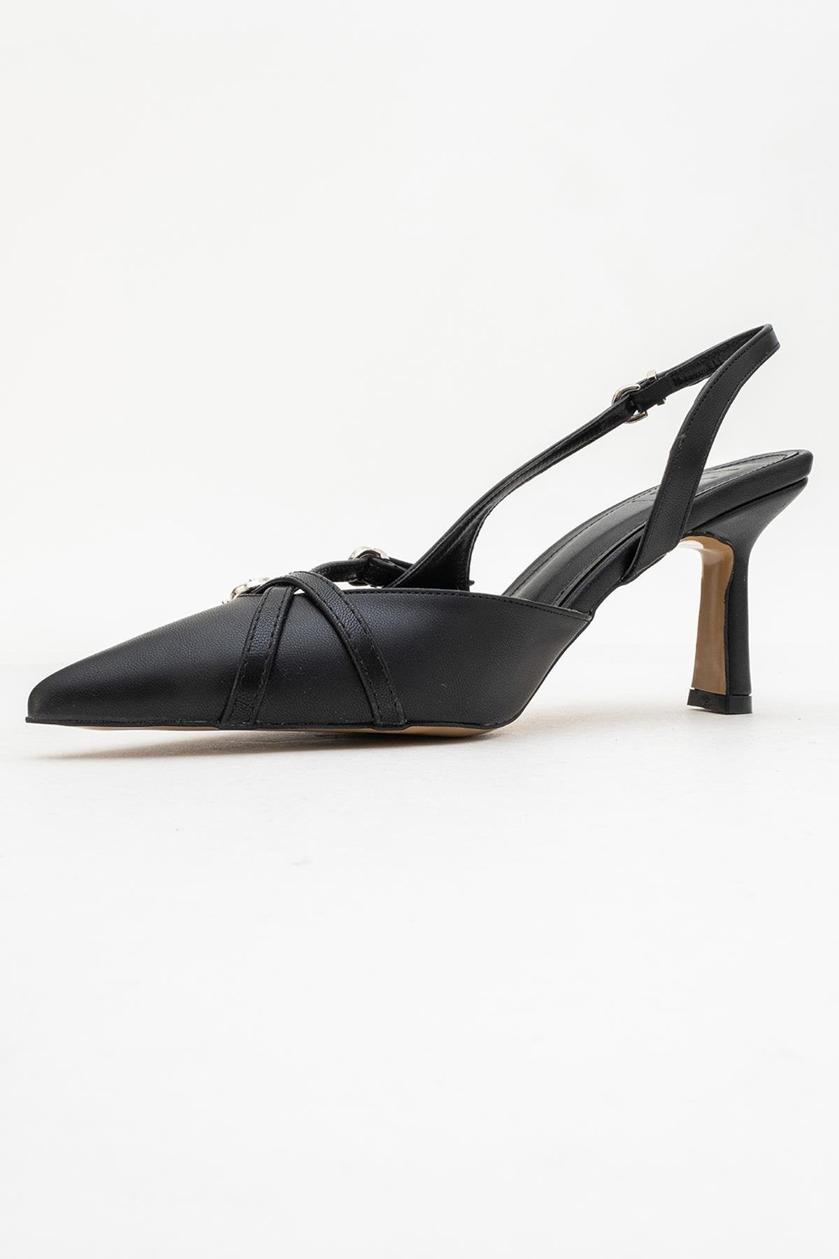 Biana - Black Buckle Pointed Toe Pump (Women)