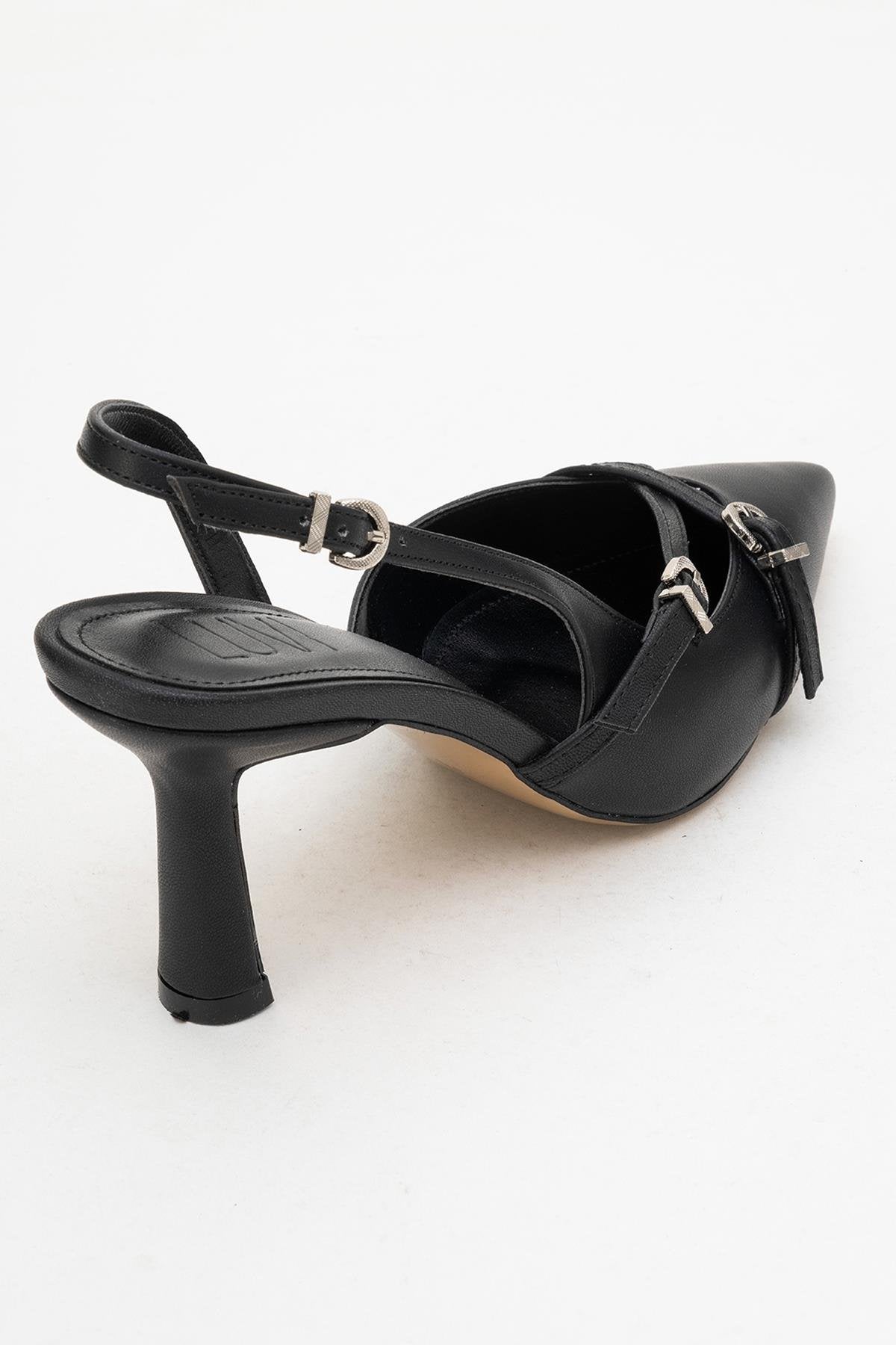 Biana - Black Buckle Pointed Toe Pump (Women)