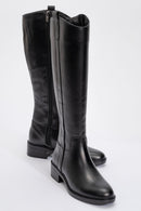 Acro Black Leather Heeled Boot (Women)