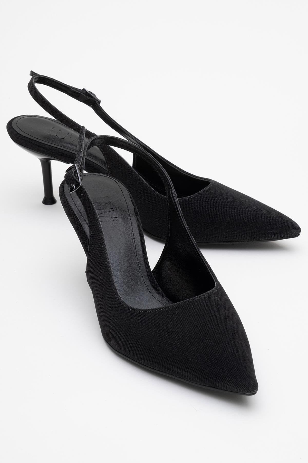 Caisa - Black Glitter Slingback Pointed Toe Pump (Women)