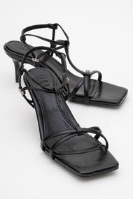 Gibson Black Square‑Toe Stiletto Sandal (Women)