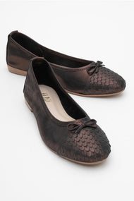02 - Copper Metallic Genuine Leather Ballet Flat (Women)