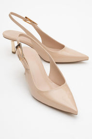 Arty - Beige Patent Slingback Heeled Shoe (Women)