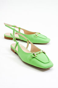 Area - Green Closed-Toe Buckle Flat Sandal (Women)