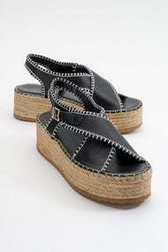 Bellezza - Black Leather Platform Sandal (Women)