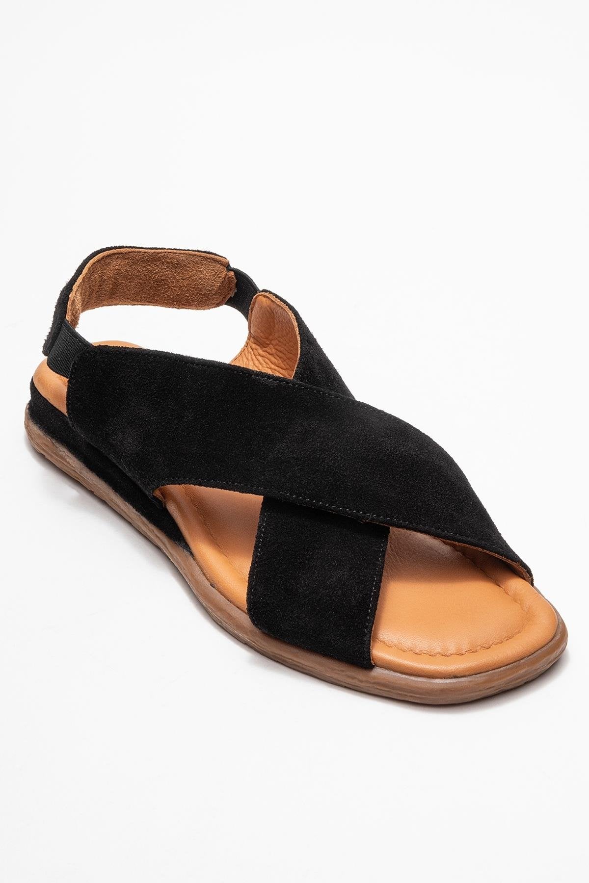 706 - Black Suede Genuine Leather Sandal (Women)