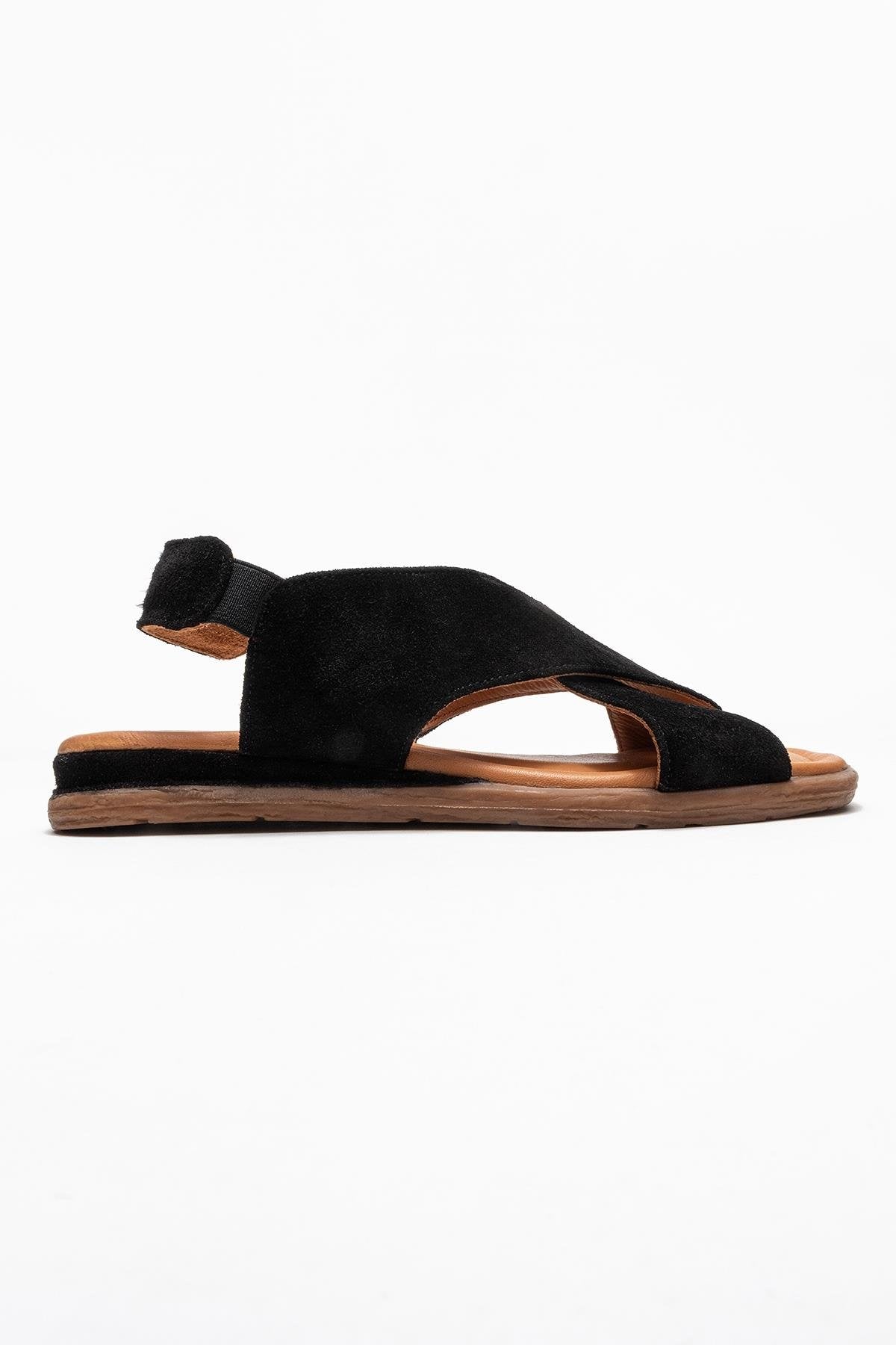706 - Black Suede Genuine Leather Sandal (Women)