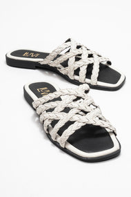 Alisha Light Beige Leather Slide Sandal (Women)