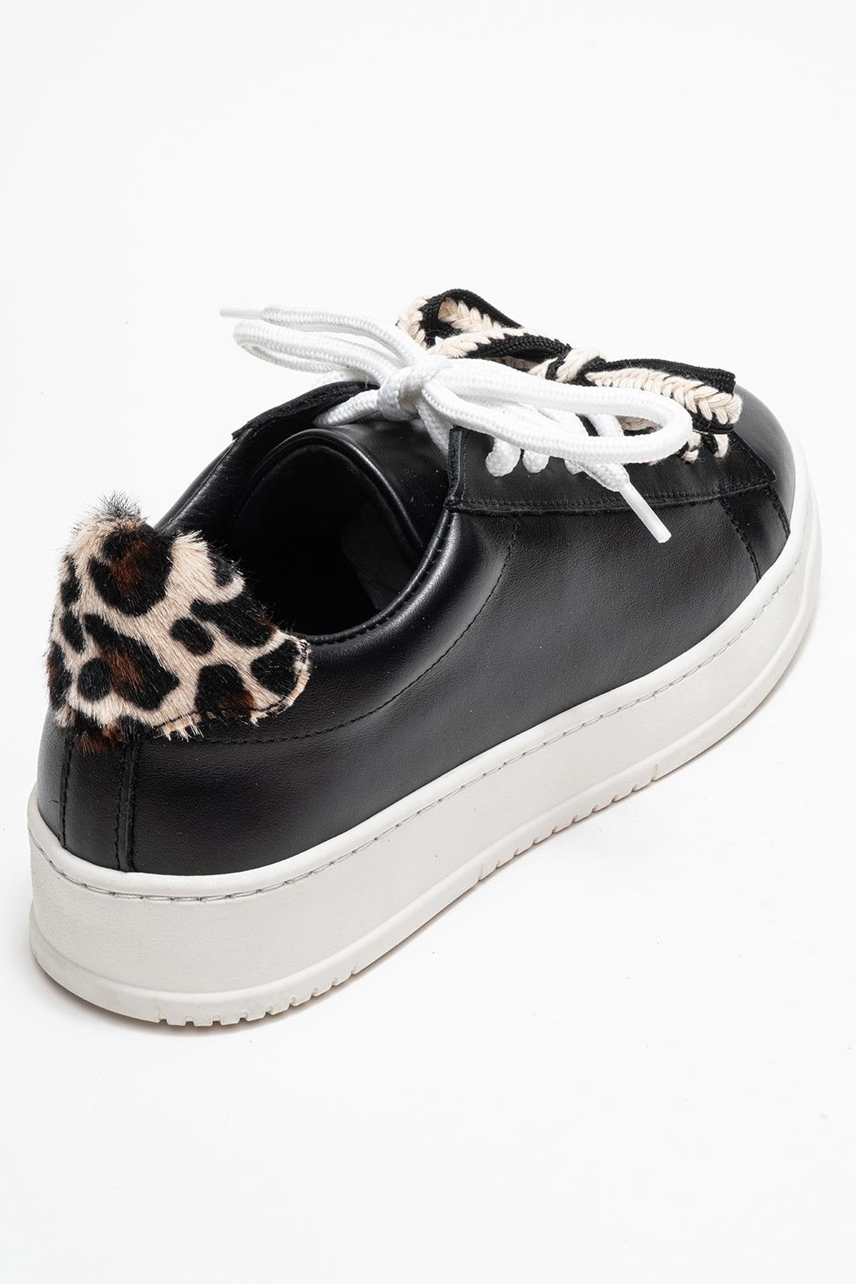 Warron - Black Patterned Genuine Leather Sneaker (Women)