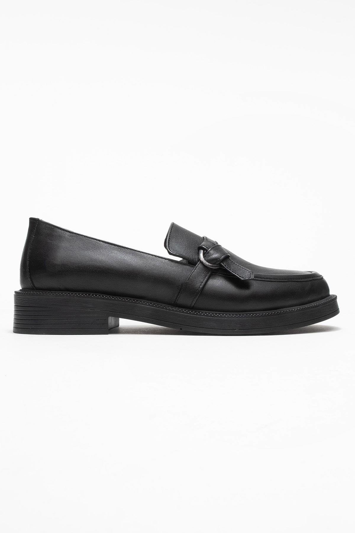Galea - Black Genuine Leather Buckle Loafer (Women)