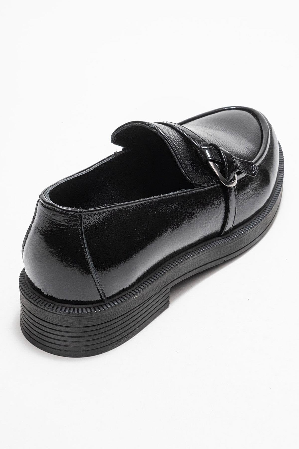 Galea - Black Patent Buckled Genuine Leather Loafer (Women)