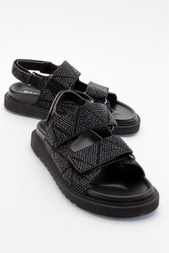 MELLOM Black Embellished Sandal (Women)