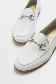 F03 - White Genuine Leather Loafer Shoe (Women)