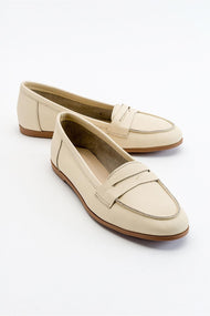 Dorothy - Light Beige Leather Loafers