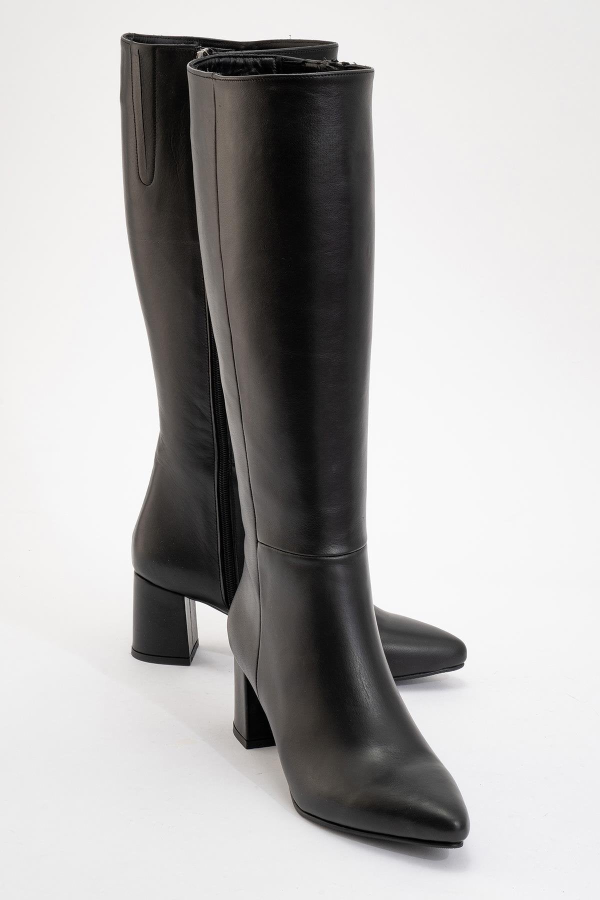Sejas - Black Genuine Leather Heeled Boot (Women)