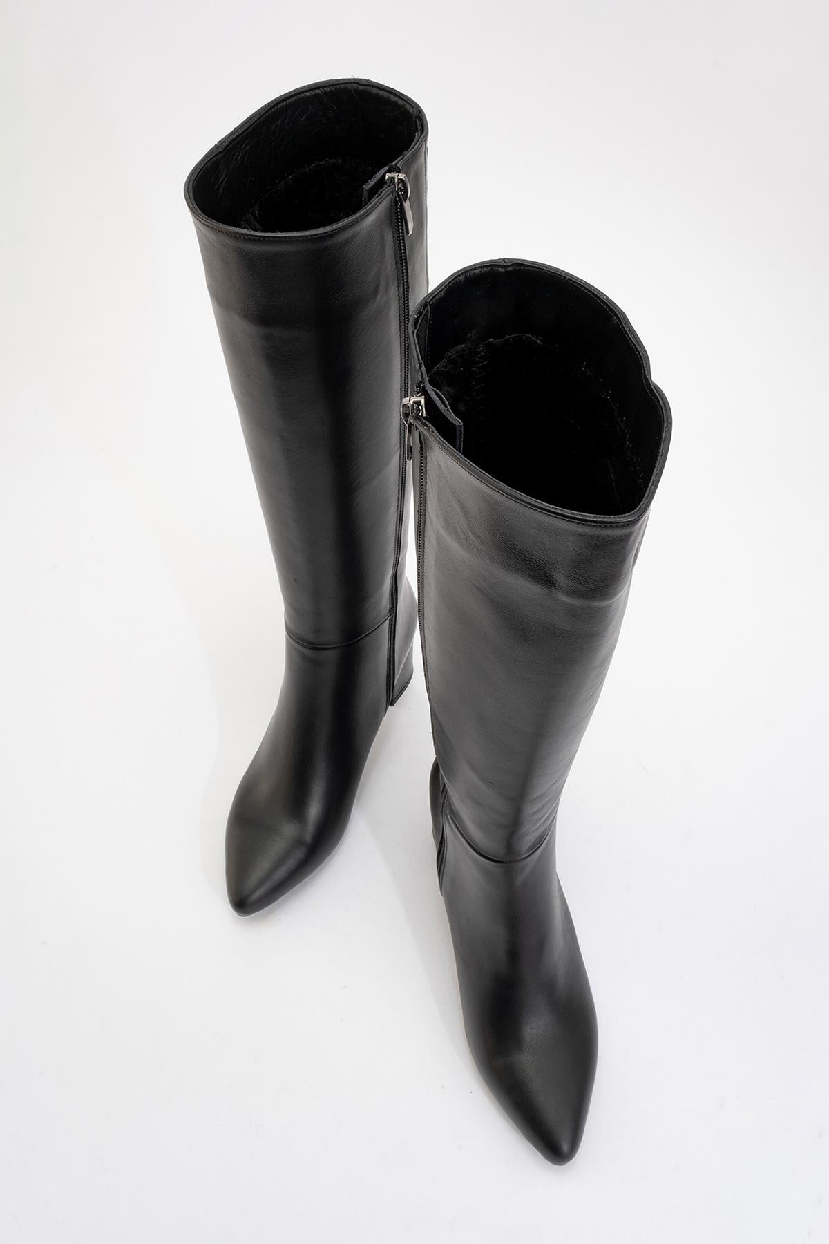 Sejas - Black Genuine Leather Heeled Boot (Women)