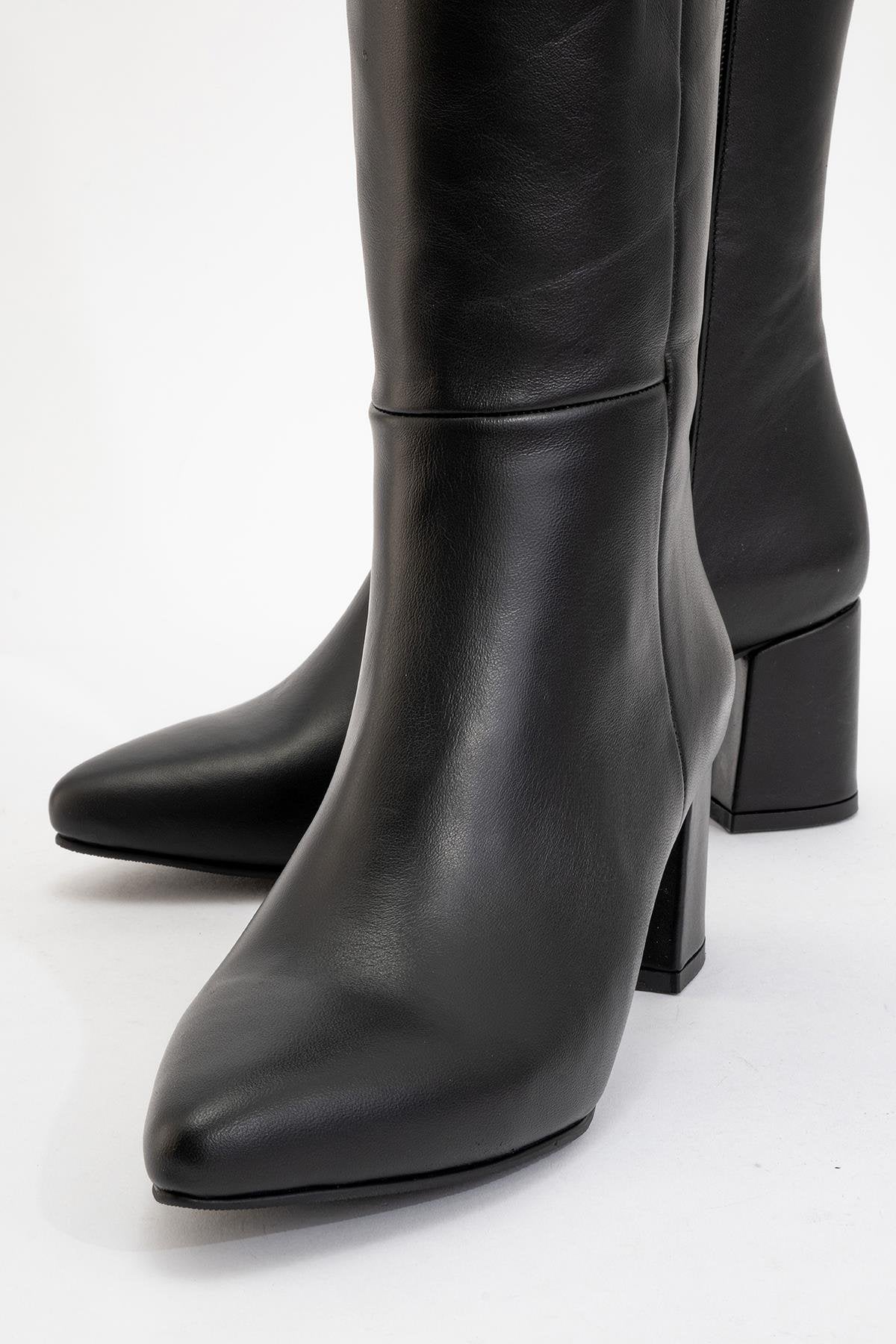Sejas - Black Genuine Leather Heeled Boot (Women)