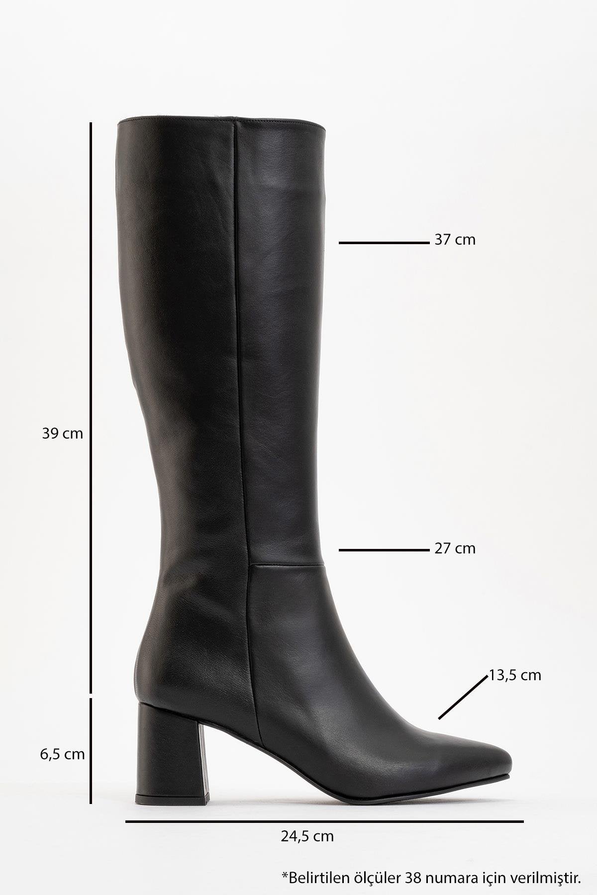 Sejas - Black Genuine Leather Heeled Boot (Women)