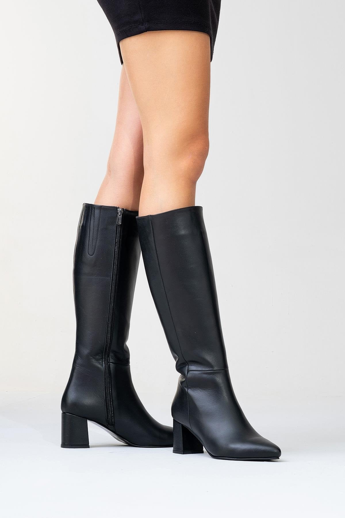 Sejas - Black Genuine Leather Heeled Boot (Women)
