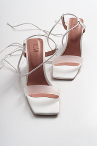 Rhea White Block Heel Sandal (Women)