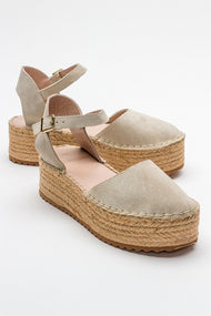 Viba - Beige Suede Leather Espadrilles (Women)