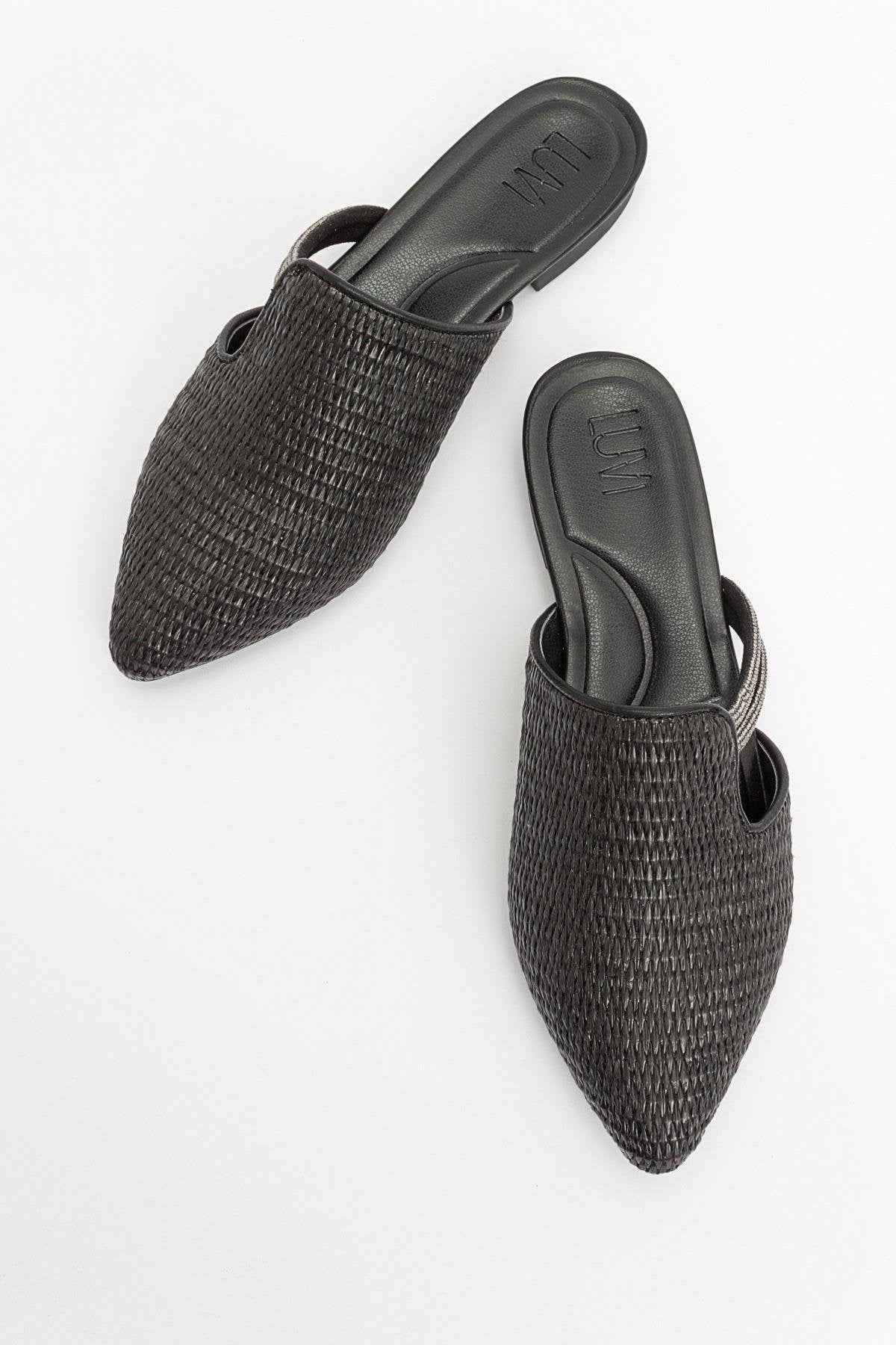 Pesa - Black Woven Embellished Slide (Women)