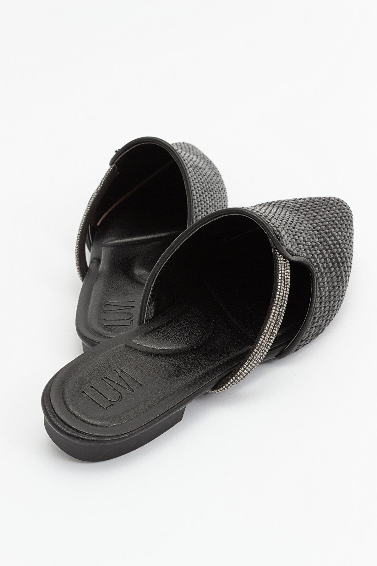Pesa - Black Woven Embellished Slide (Women)
