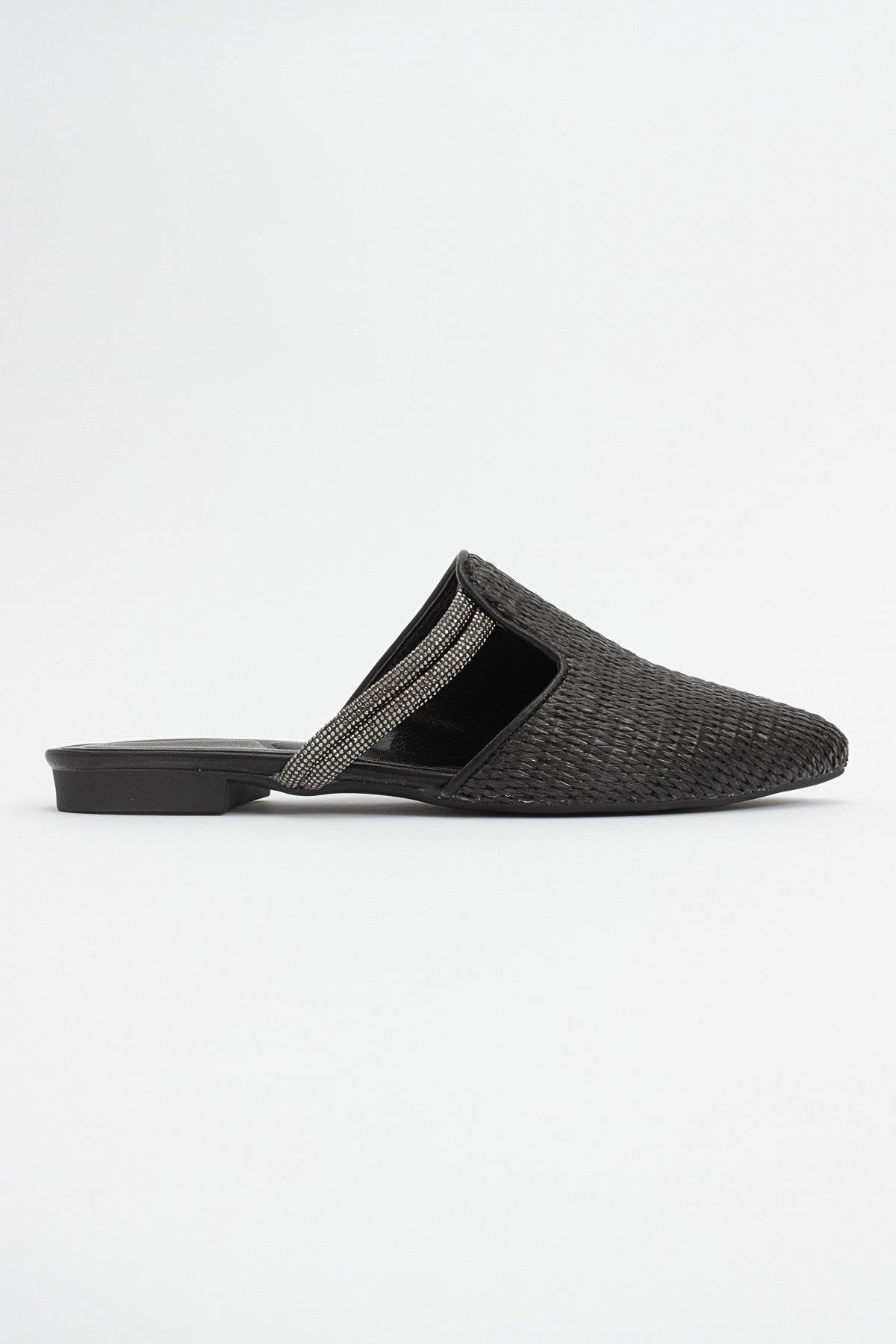 Pesa - Black Woven Embellished Slide (Women)