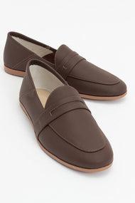 F05 - Brown Genuine Leather Loafer (Women)
