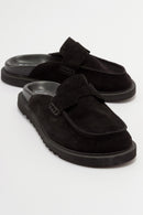 Laven - Black Suede Leather Clogs (Women)