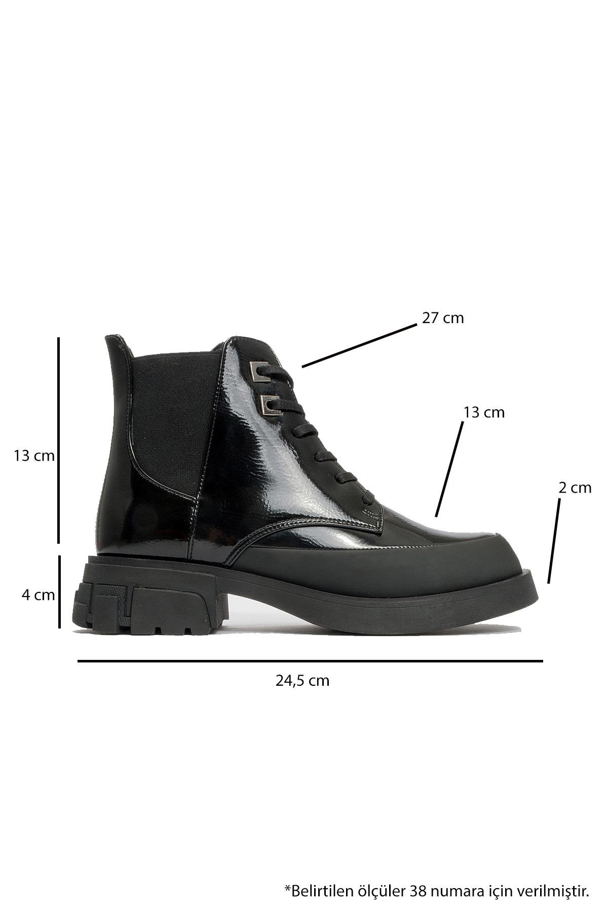 Challo - Black Lace-Up Elastic Ankle Boot (Women)