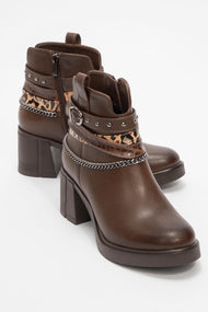Boliva - Brown Belted Chain Boot (Women)