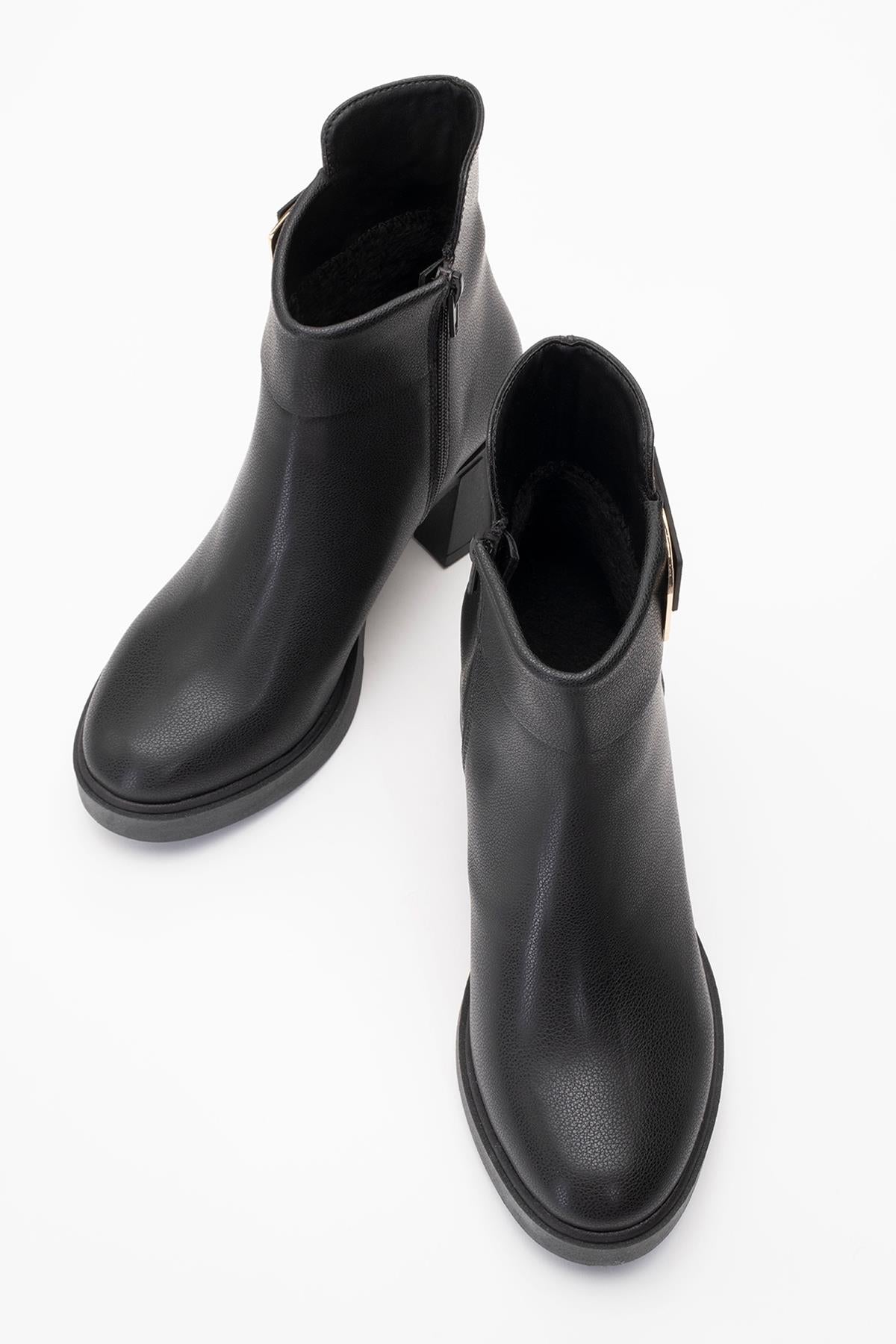 Rashe - Black Buckled Block Heel Boot (Women)