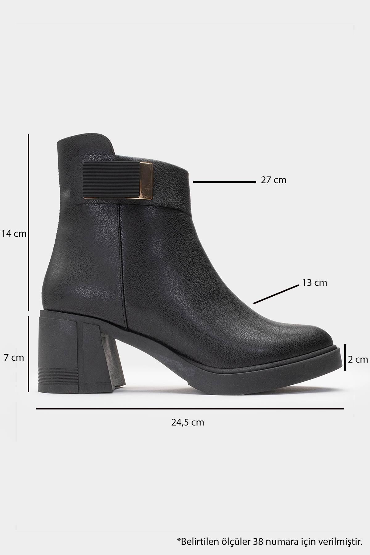 Rashe - Black Buckled Block Heel Boot (Women)