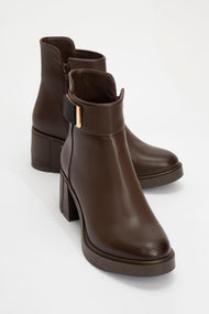 Rashe - Brown Buckled Block Heel Boot (Women)