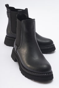 Marly - Black Elastic Chelsea Boot (Women)
