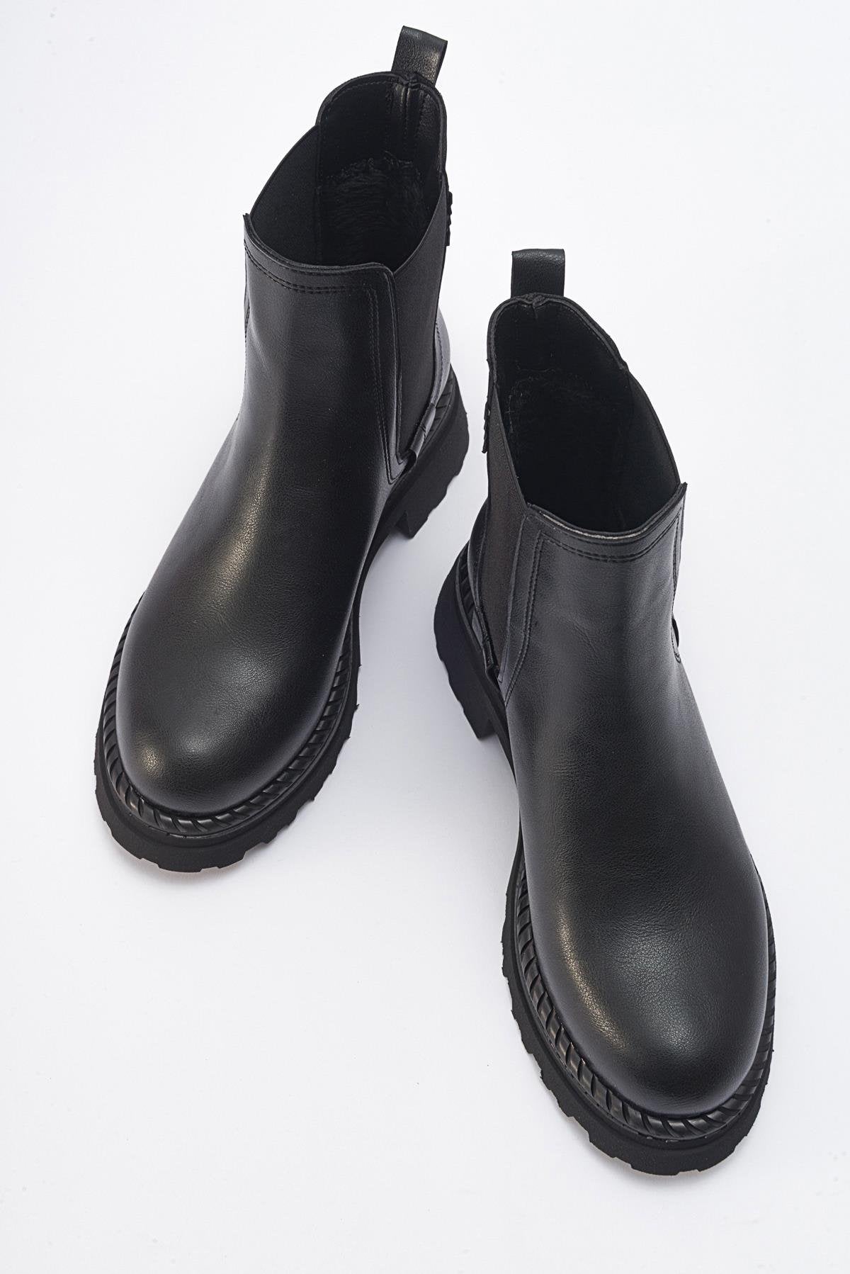 Marly - Black Elastic Chelsea Boot (Women)