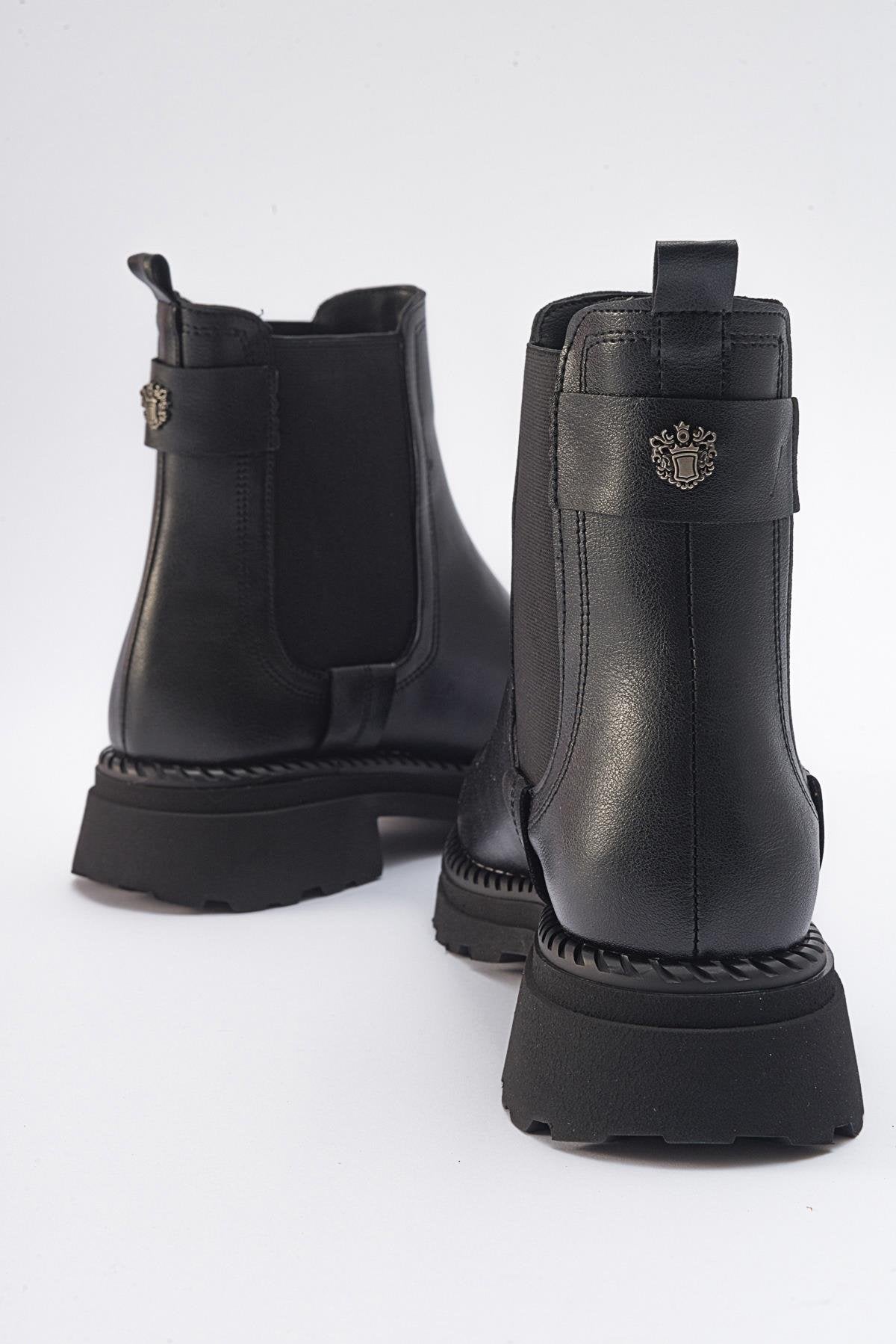 Marly - Black Elastic Chelsea Boot (Women)