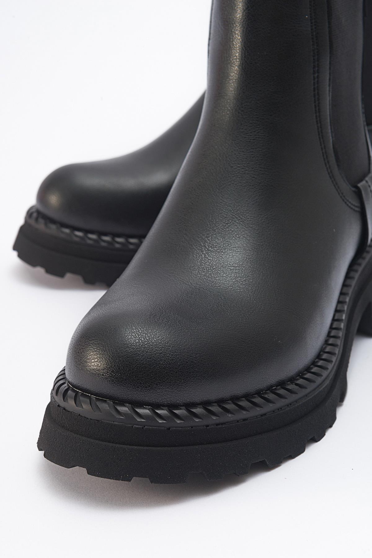 Marly - Black Elastic Chelsea Boot (Women)