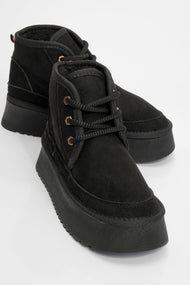 Ovela - Black Chunky Sole Lace-Up Sport Boot (Women)