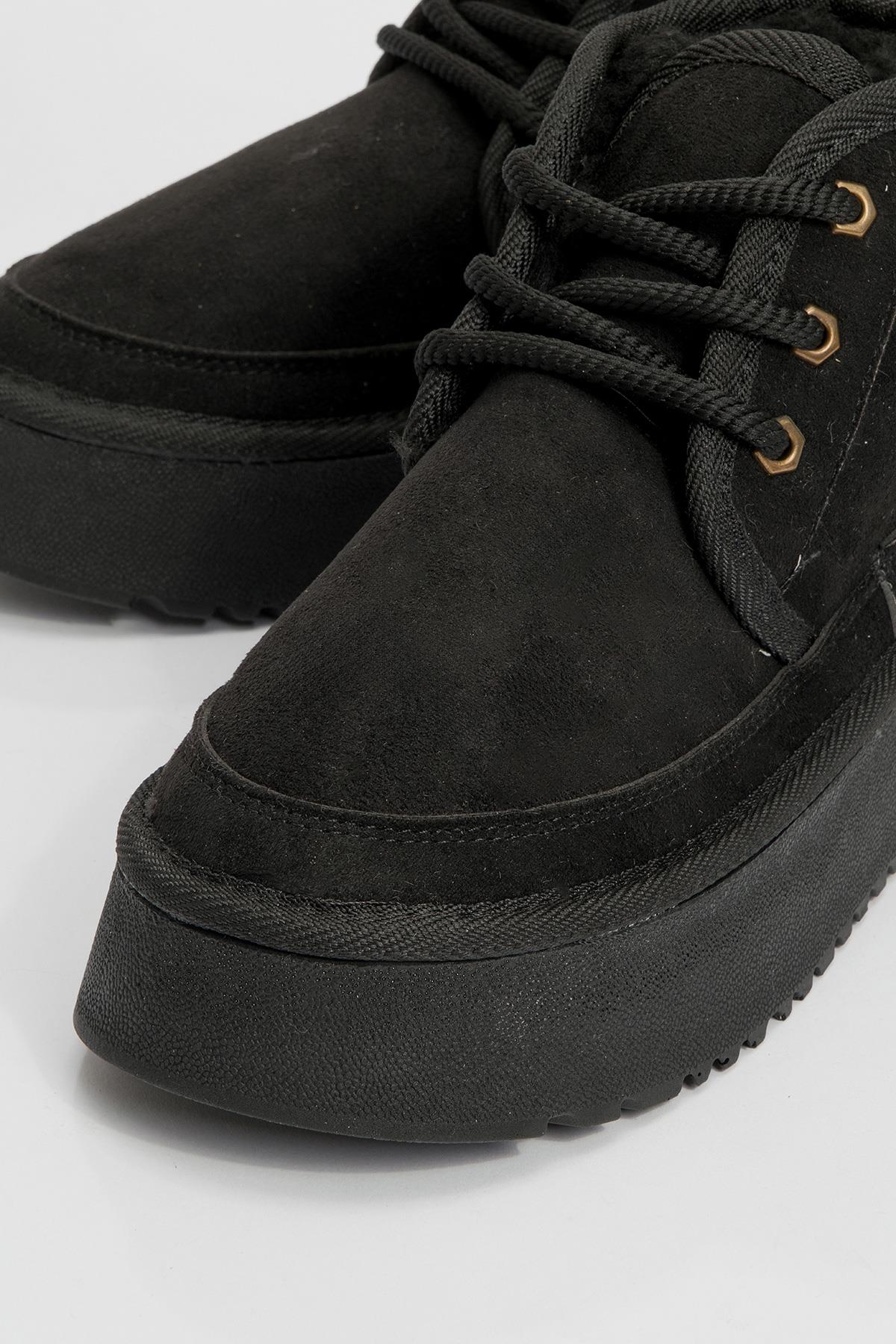 Ovela - Black Chunky Sole Lace-Up Sport Boot (Women)