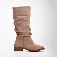 Maribel - Dark Beige Suede Slouchy Boots