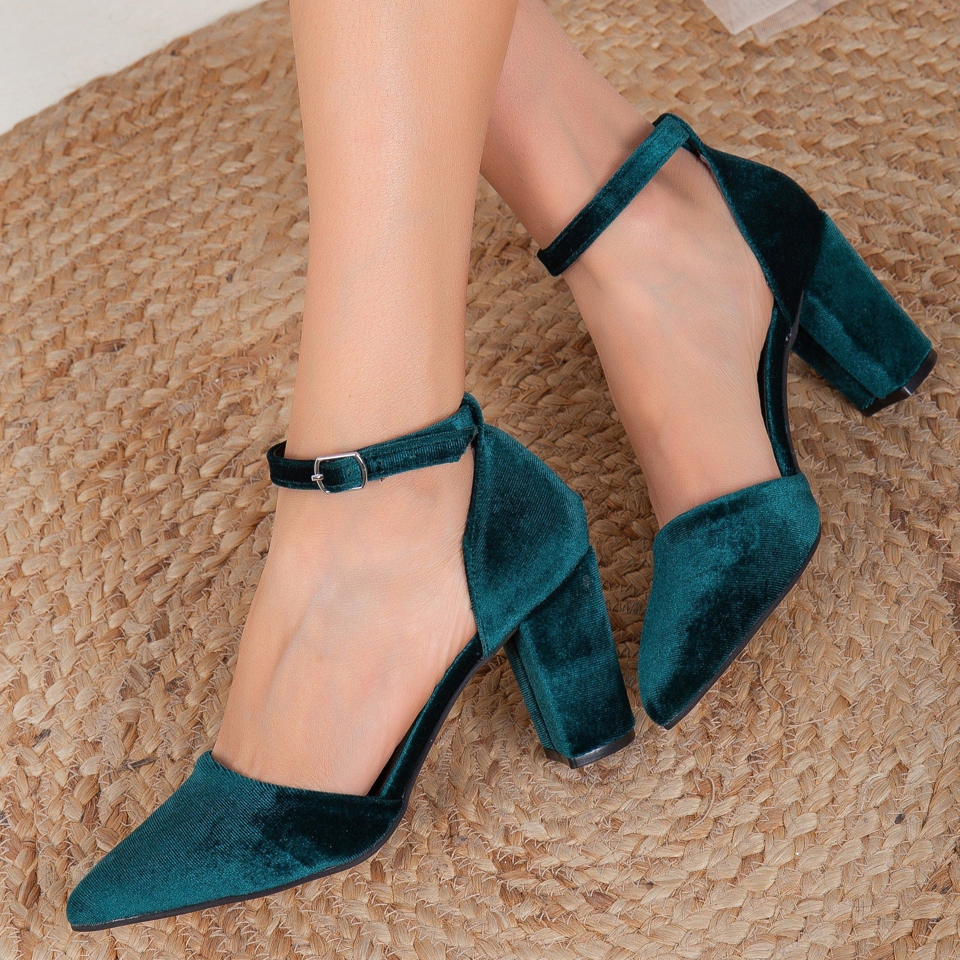 Gisele - Emerald Green Velvet Heels